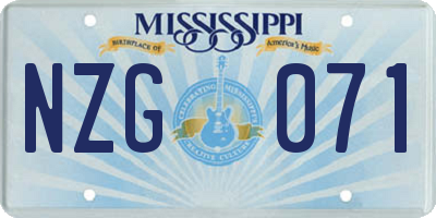 MS license plate NZG071