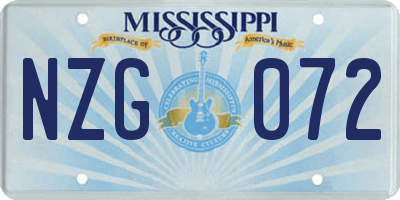 MS license plate NZG072