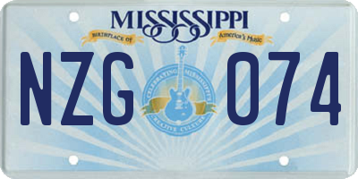 MS license plate NZG074