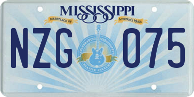 MS license plate NZG075