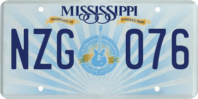 MS license plate NZG076