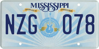 MS license plate NZG078