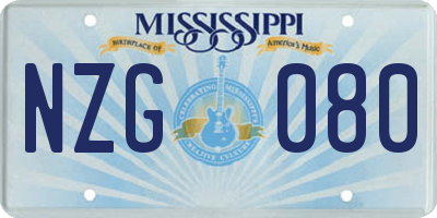 MS license plate NZG080