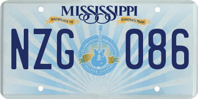 MS license plate NZG086