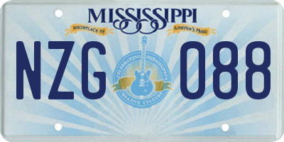 MS license plate NZG088