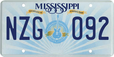MS license plate NZG092