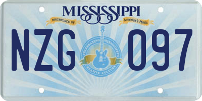 MS license plate NZG097