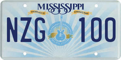 MS license plate NZG100