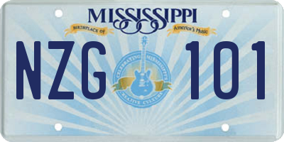 MS license plate NZG101