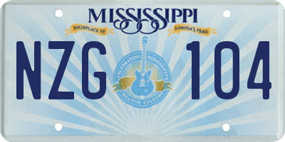 MS license plate NZG104