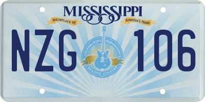 MS license plate NZG106