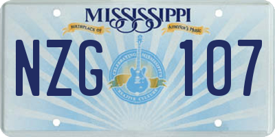 MS license plate NZG107