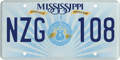 MS license plate NZG108
