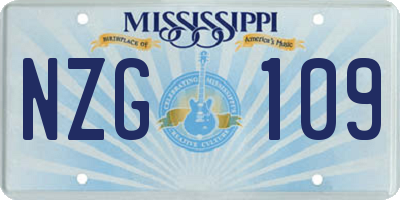 MS license plate NZG109