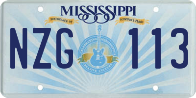 MS license plate NZG113