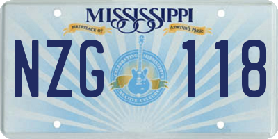 MS license plate NZG118
