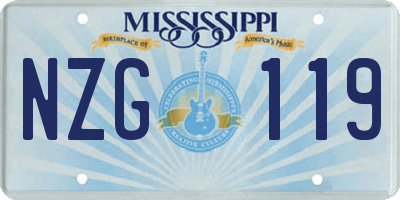 MS license plate NZG119