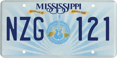 MS license plate NZG121