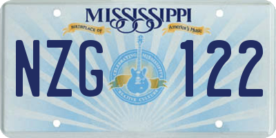 MS license plate NZG122