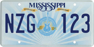 MS license plate NZG123