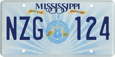MS license plate NZG124