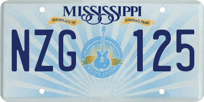 MS license plate NZG125