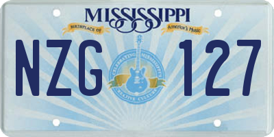 MS license plate NZG127