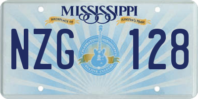 MS license plate NZG128
