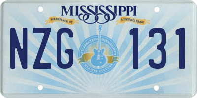 MS license plate NZG131