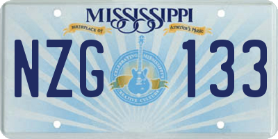 MS license plate NZG133
