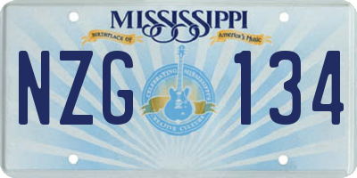 MS license plate NZG134