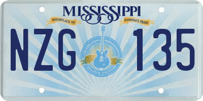 MS license plate NZG135