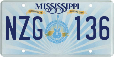 MS license plate NZG136