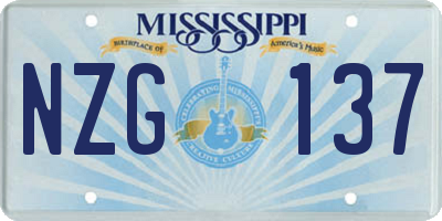 MS license plate NZG137