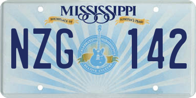 MS license plate NZG142
