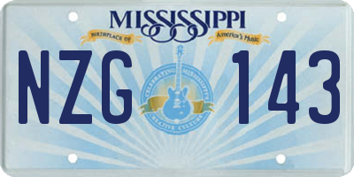 MS license plate NZG143