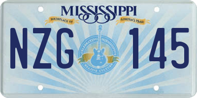 MS license plate NZG145