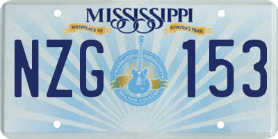 MS license plate NZG153