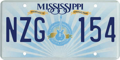 MS license plate NZG154