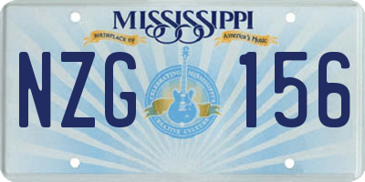 MS license plate NZG156