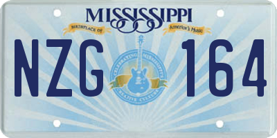 MS license plate NZG164