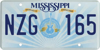 MS license plate NZG165