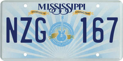 MS license plate NZG167