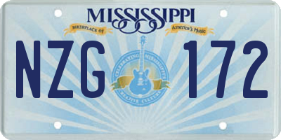 MS license plate NZG172