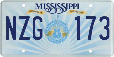 MS license plate NZG173