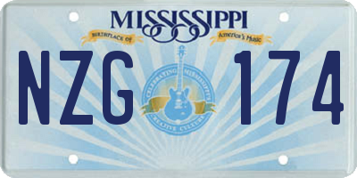 MS license plate NZG174