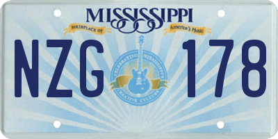 MS license plate NZG178