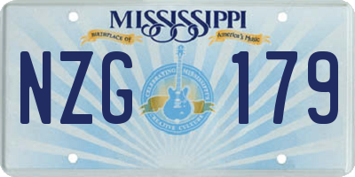 MS license plate NZG179