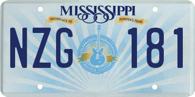 MS license plate NZG181