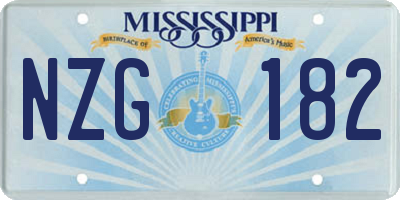 MS license plate NZG182